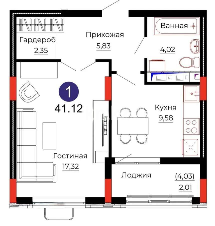 Продажа 1-комнатной квартиры, 42 м² в Астане