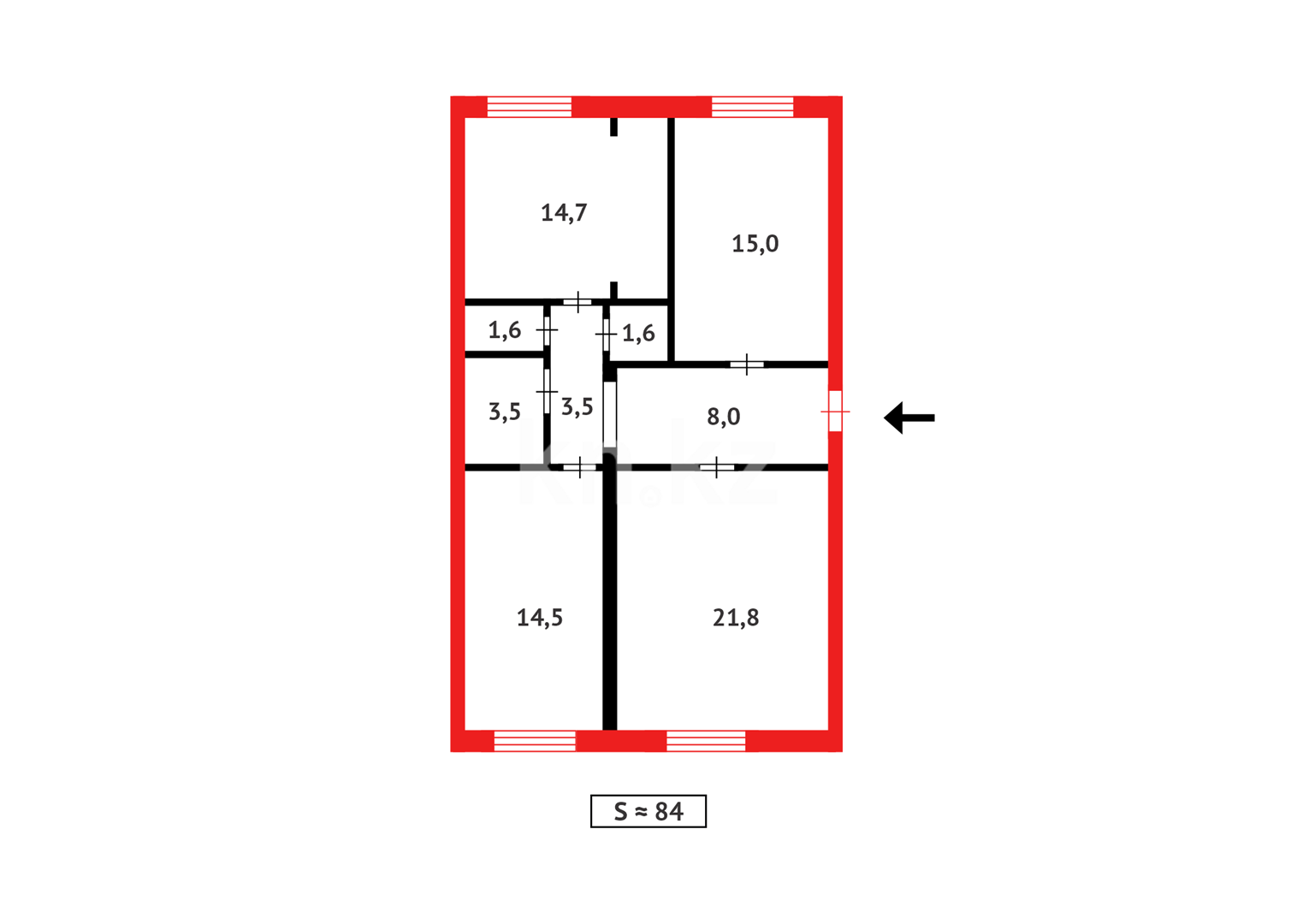 Продажа 3-комнатной квартиры, 84 м², ул. Абая в Караганде - фото 20