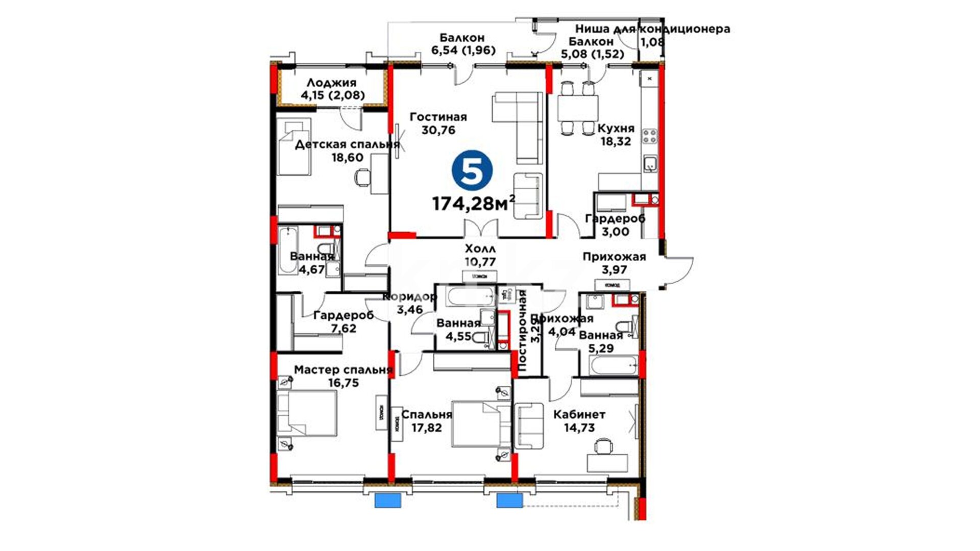 ЖК Capital Park. Vector, 5-комнатная, цена 169 880 463 ₸, 974 700 ₸&nbsp;/&nbsp;м²