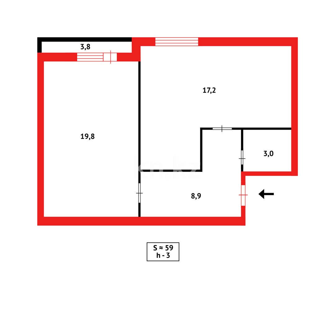 Продажа 2-комнатной квартиры, 59 м², ул. Муканова в Караганде - фото 18