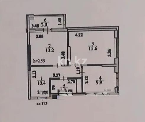 Продажа 2-комнатной квартиры, 55.9 м² в Астане
