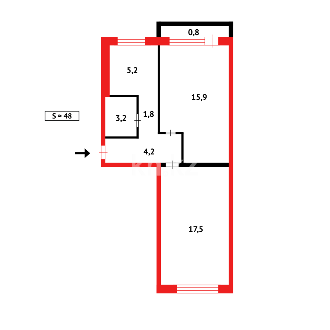 Продажа 2-комнатной квартиры, 48 м², ул. Абая, дом  72 в Темиртау - фото 9
