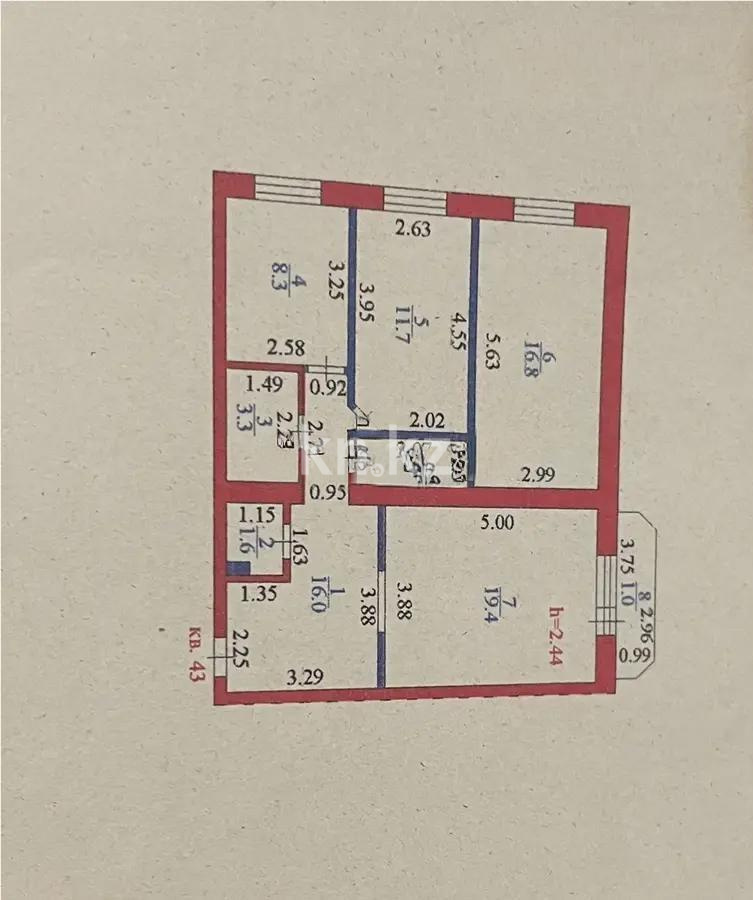 Продажа 3-комнатной квартиры, 78.1 м², ул. Азербаева, дом  6/3 в Астане