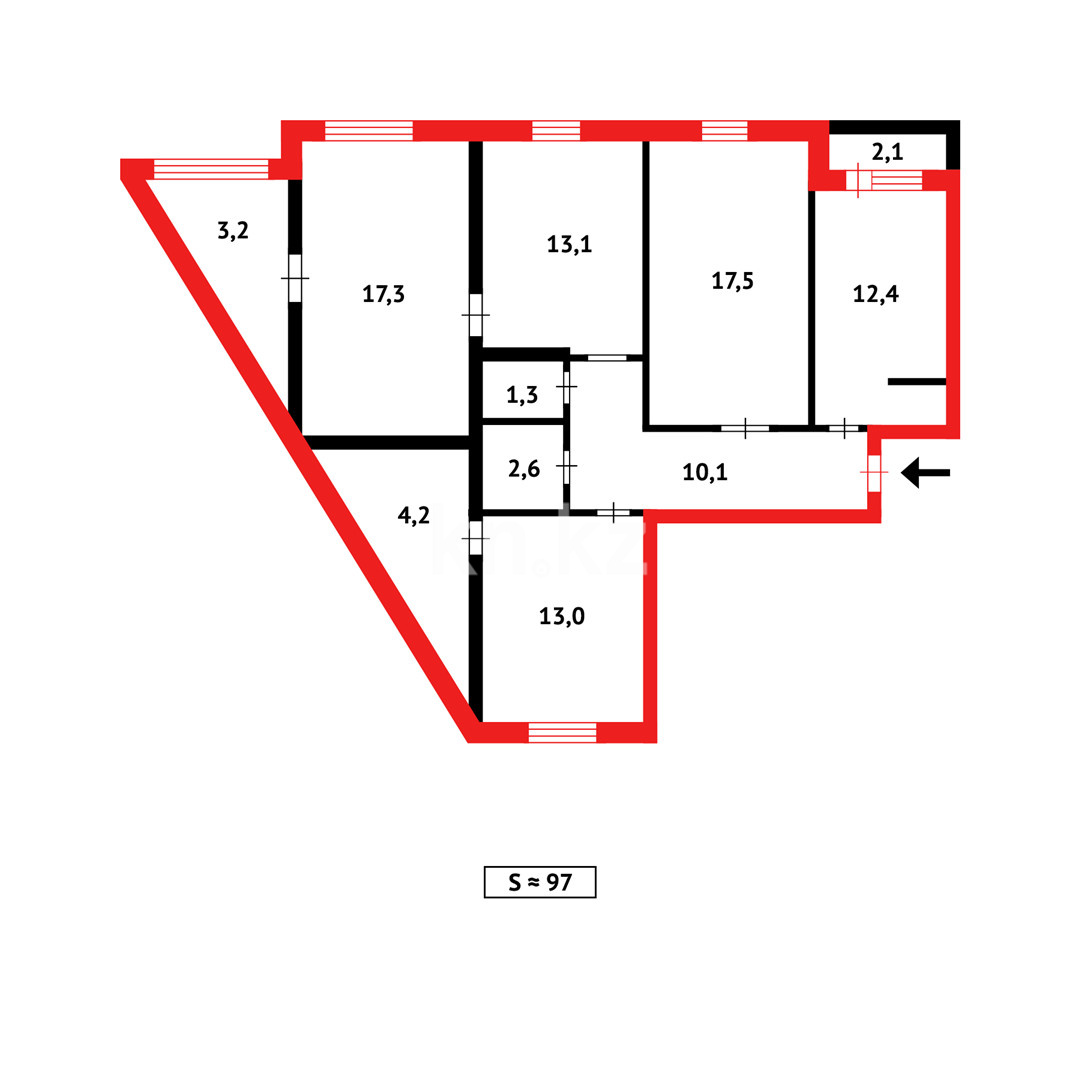 Продажа 4-комнатной квартиры, 100 м², мкр-н 8-й в Темиртау - фото 16