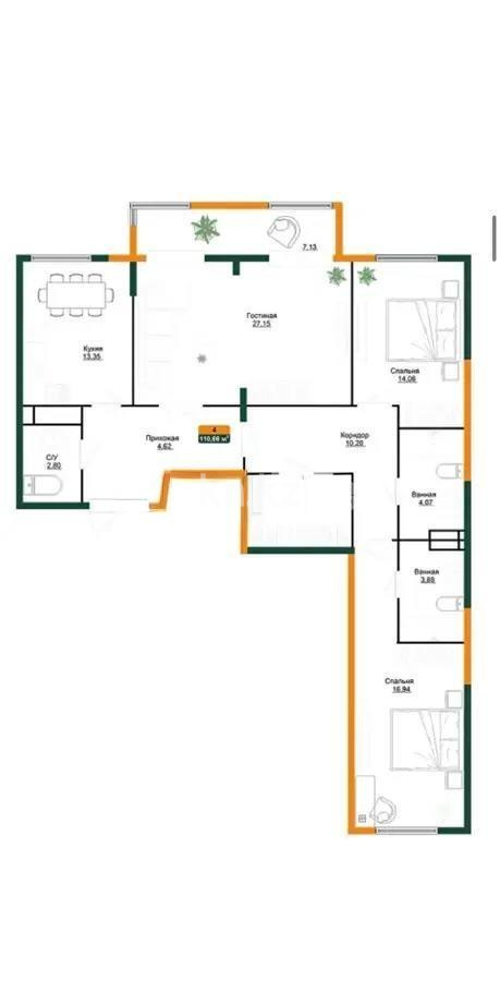 Продажа 4-комнатной квартиры, 110.7 м², ул. Халиуллина, дом  196 стр в Алматы