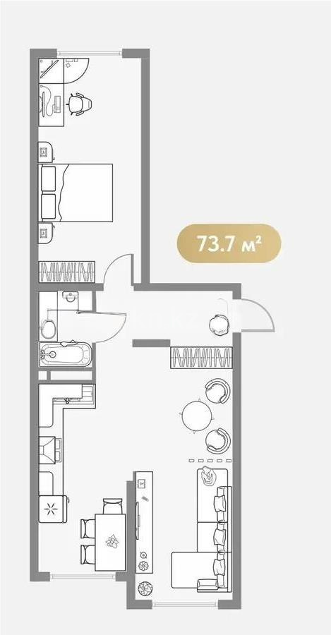 Продажа 2-комнатной квартиры, 73.7 м² в Алматы