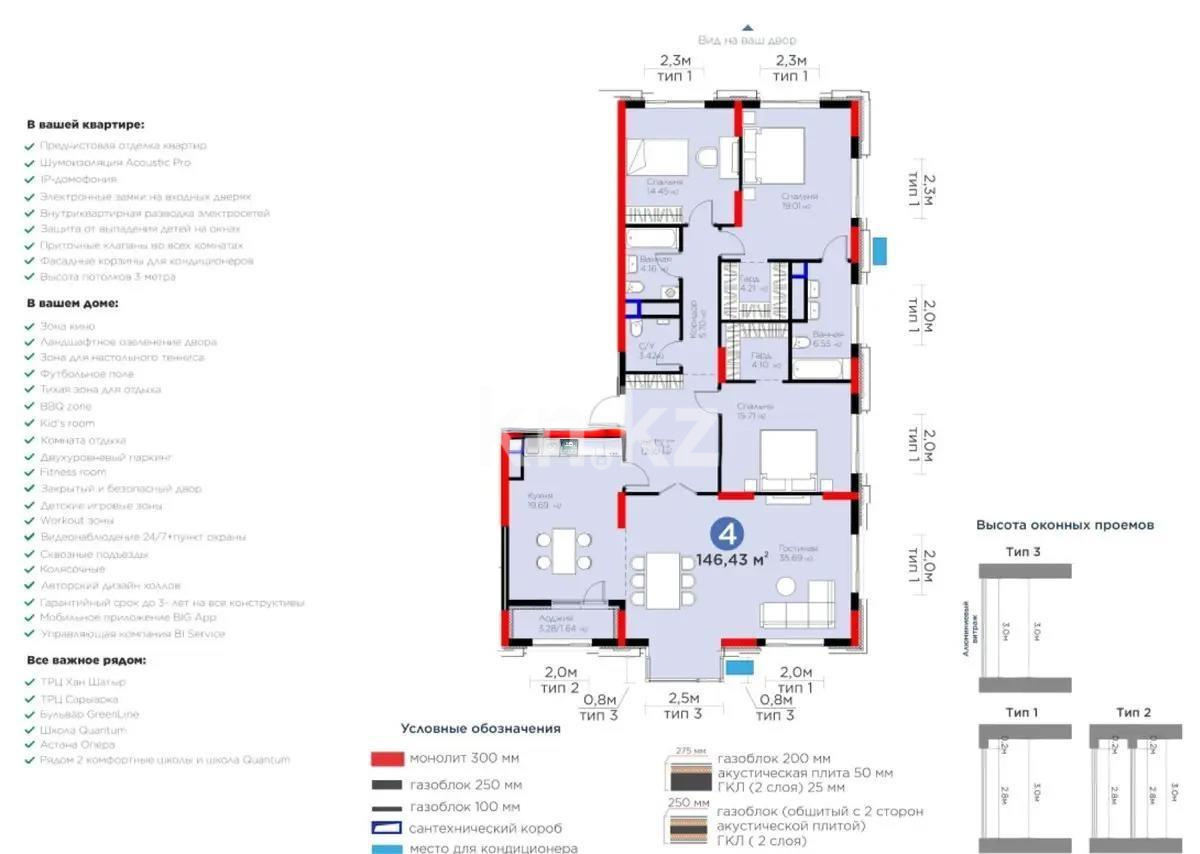 Продажа 4-комнатной квартиры, 146 м² в Астане