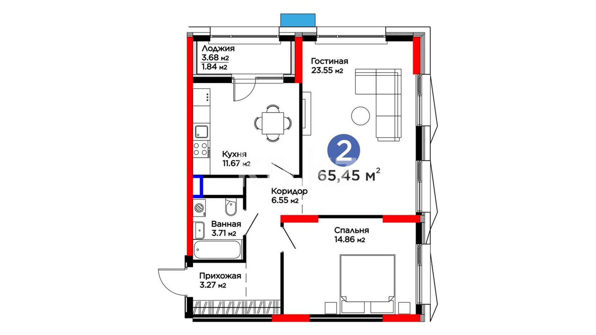 ЖК GreenLine.Garden, 2-комнатная, цена 52 517 080 ₸, 802 400 ₸&nbsp;/&nbsp;м²