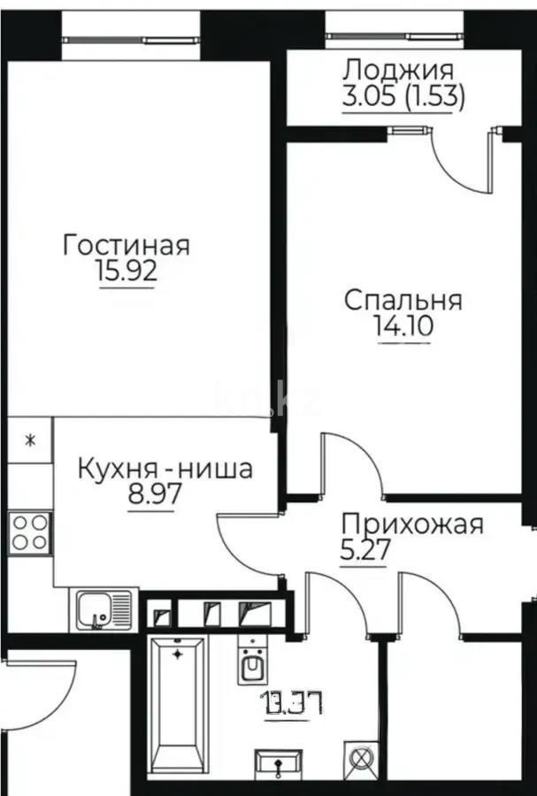 Продажа 2-комнатной квартиры, 54.73 м², ул. Навои, дом  30а/1 в Алматы
