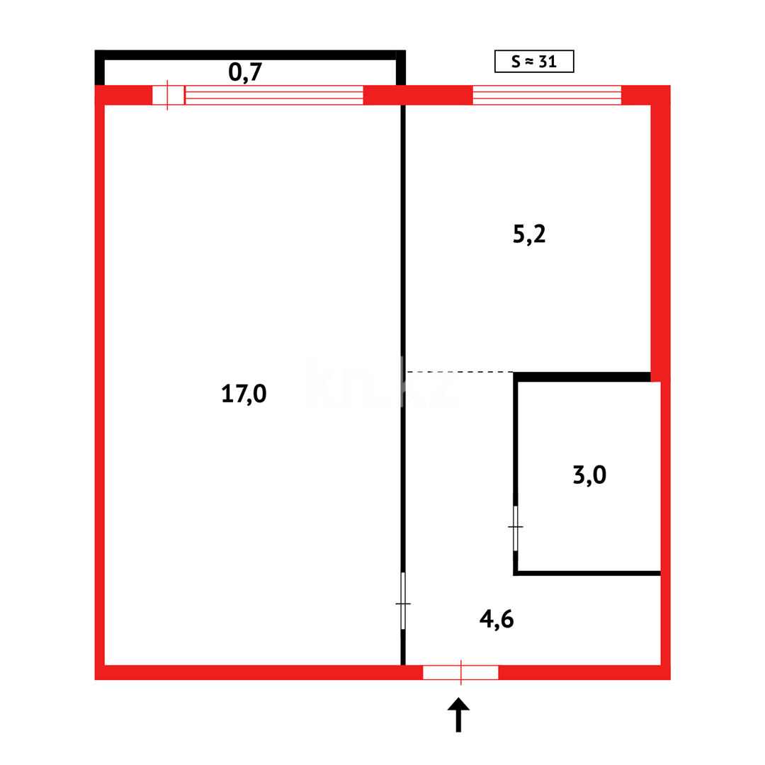 Продажа 1-комнатной квартиры, 31 м², мкр-н 17 в Караганде - фото 5