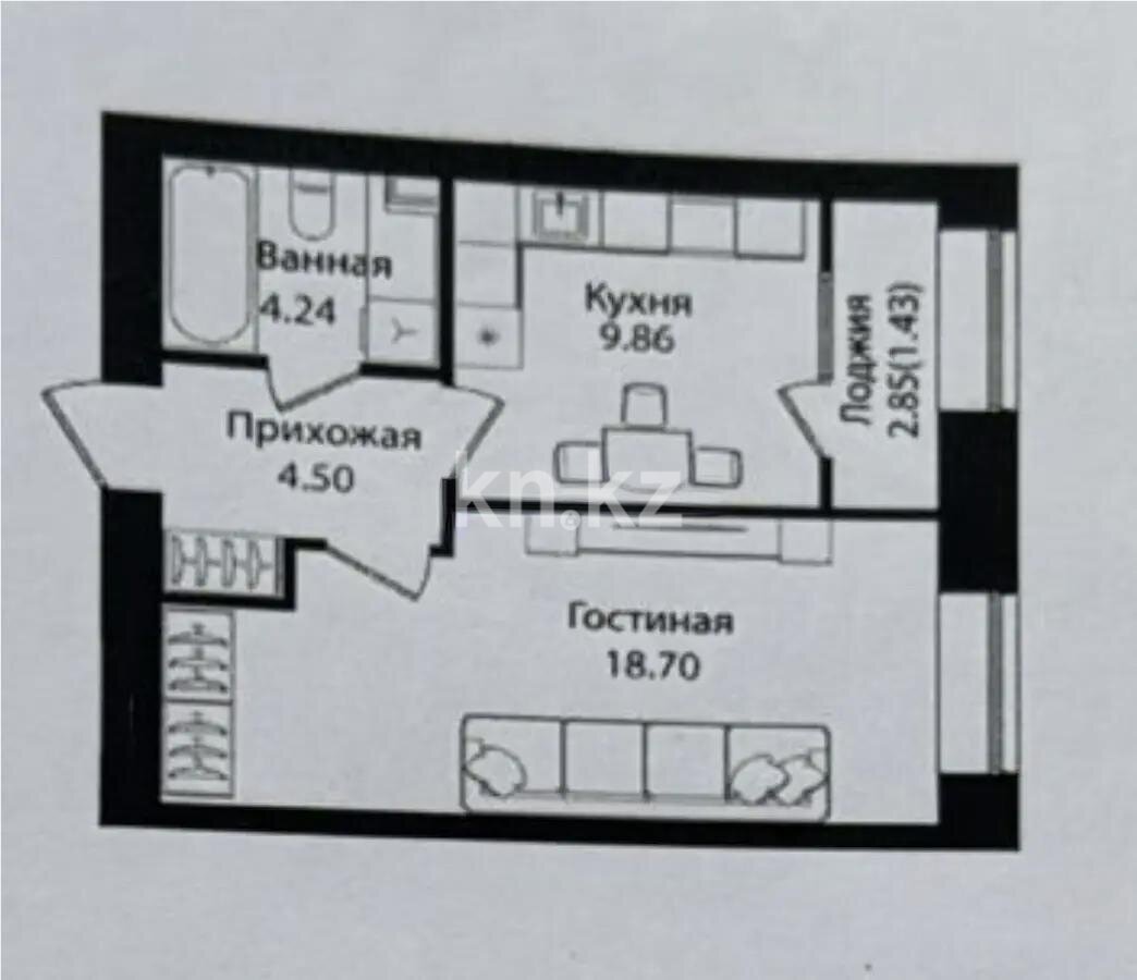 Продажа 1-комнатной квартиры, 38.73 м² в Астане - фото 3