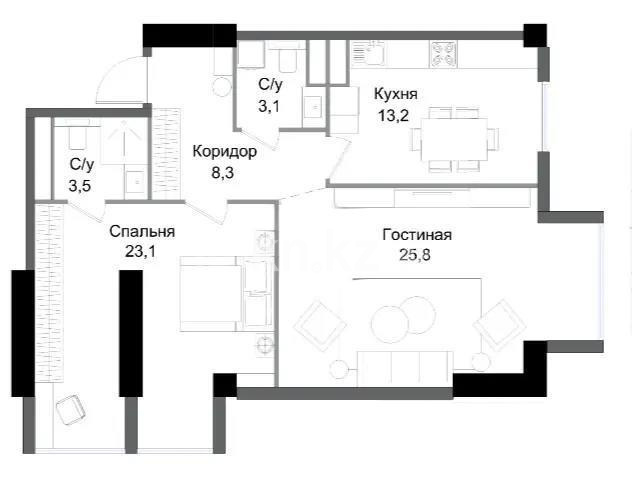 Продажа 2-комнатной квартиры, 79.4 м², ул. Ауэзова, дом  3/2 стр в Алматы