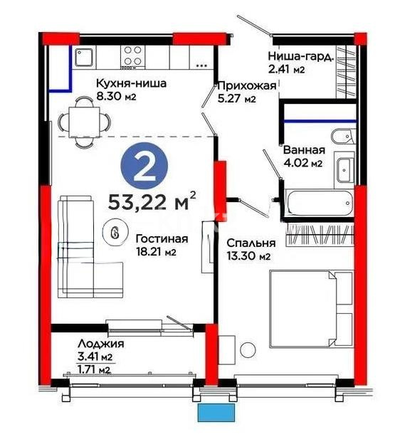 Продажа 2-комнатной квартиры, 53.22 м², пр. Аль-Фараби, дом  3 в Астане - фото 3