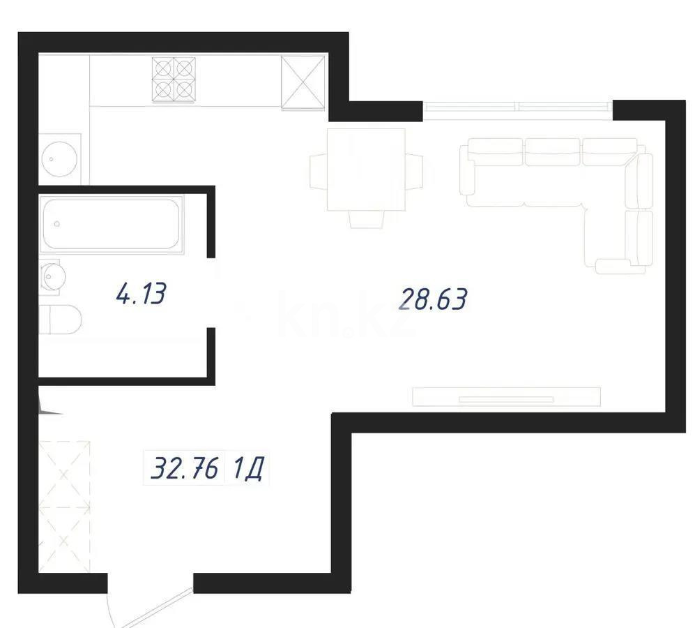 Продажа 1-комнатной квартиры, 30.3 м², ул. Байтурсынова, дом  16 стр в Астане - фото 2