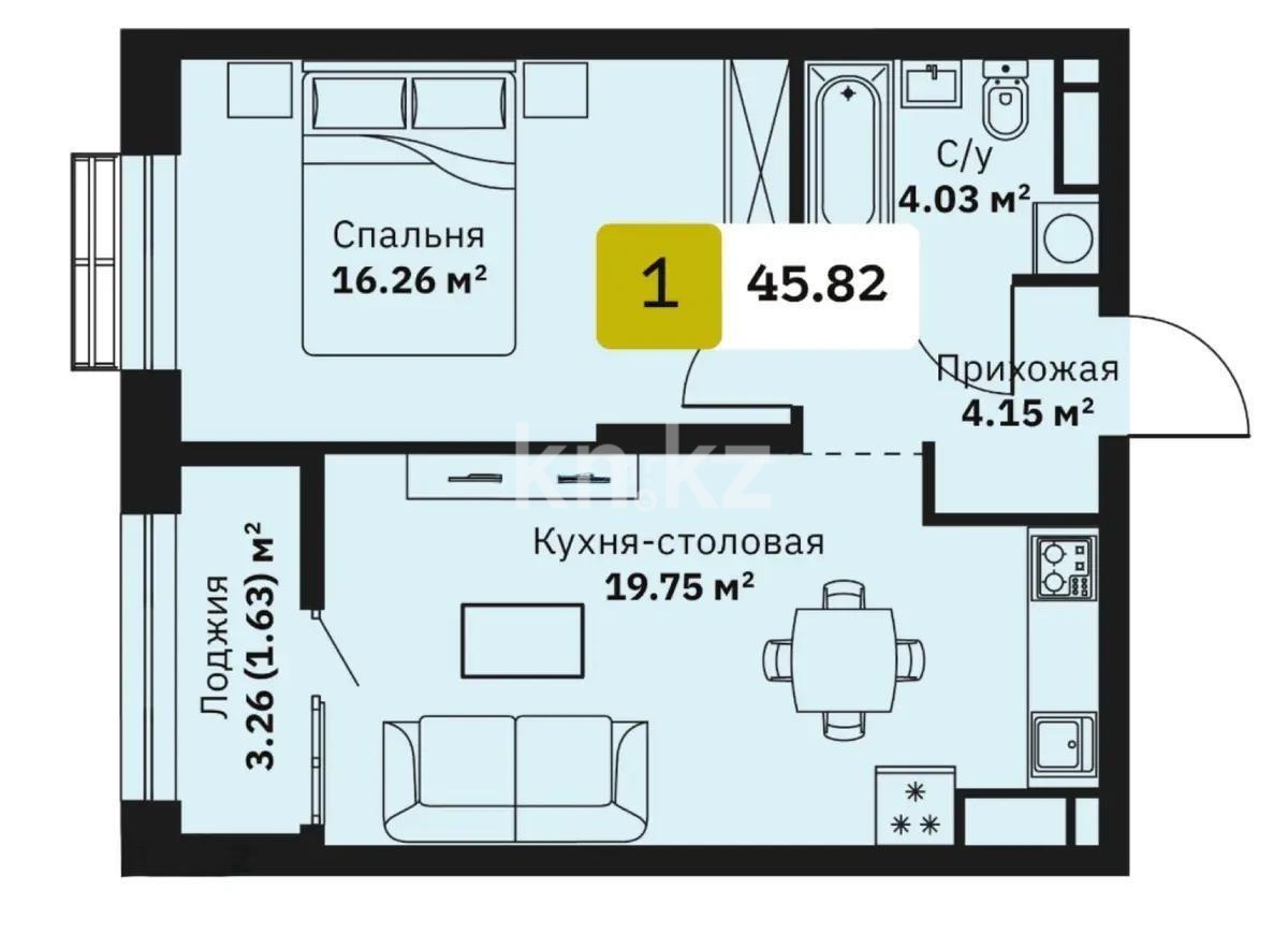 Продажа 2-комнатной квартиры, 43 м², ул. Туркестан, дом  115 в Алматы