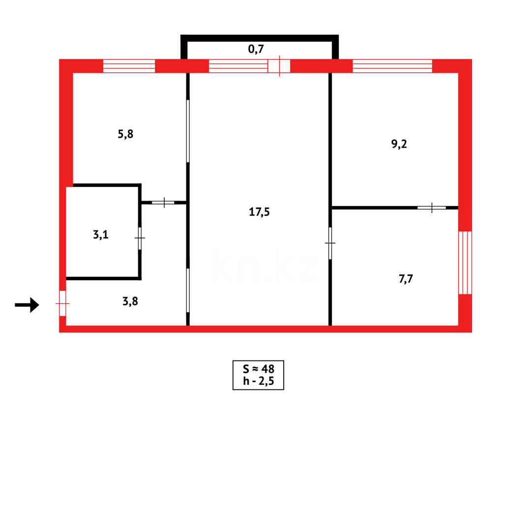 Продажа 3-комнатной квартиры, 48 м², мкр-н 16 в Караганде - фото 8