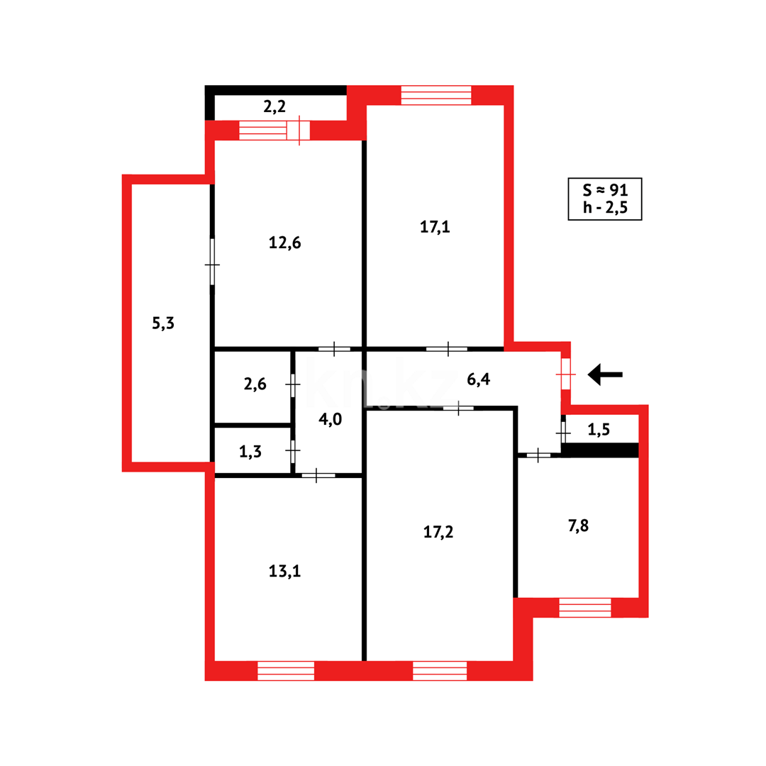 Продажа 4-комнатной квартиры, 91 м², мкр-н 8 в Темиртау - фото 13