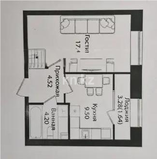 Продажа 1-комнатной квартиры, 37.26 м² в Астане