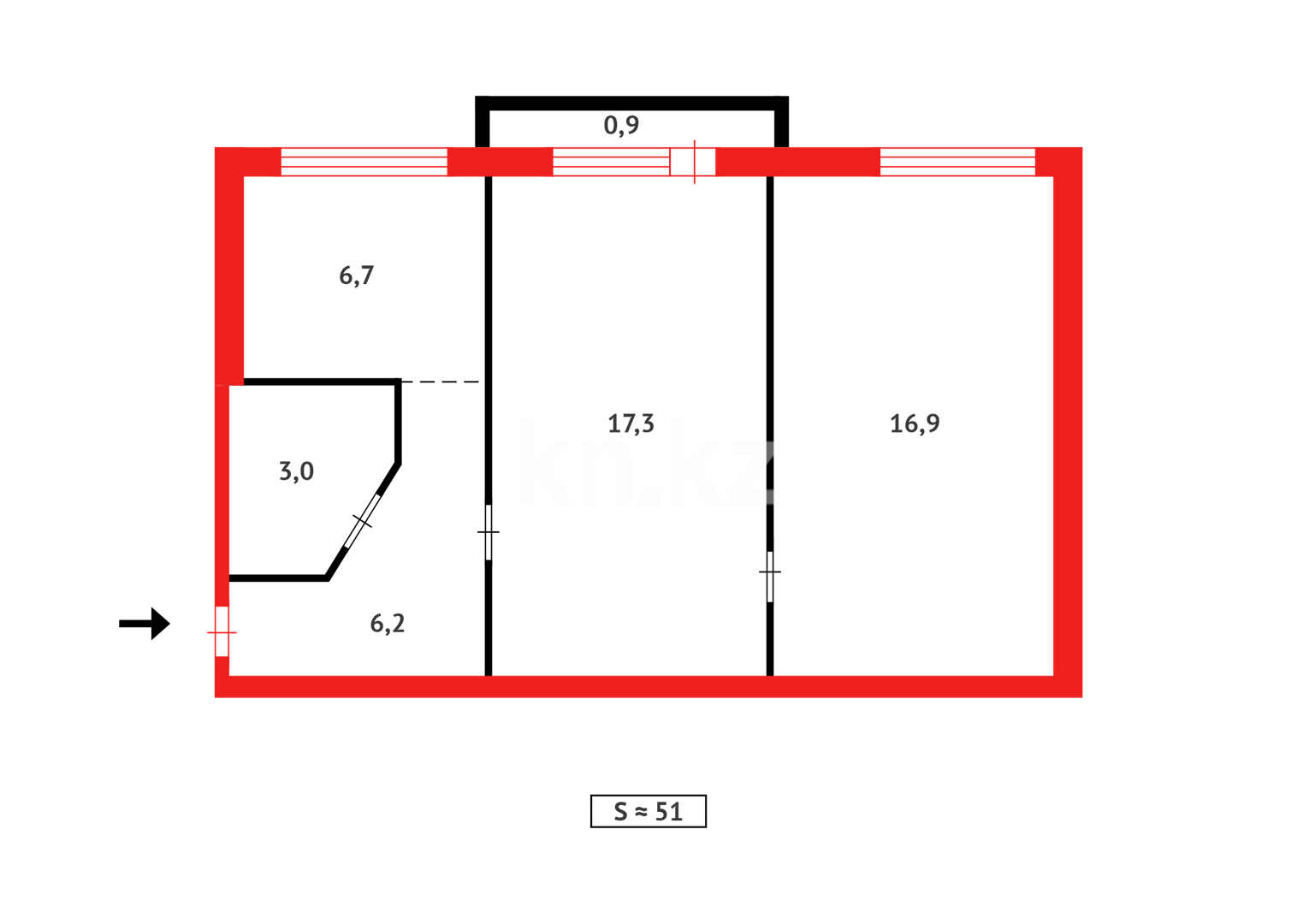 Продажа 2-комнатной квартиры, 51 м², пр. Строителей в Караганде - фото 18