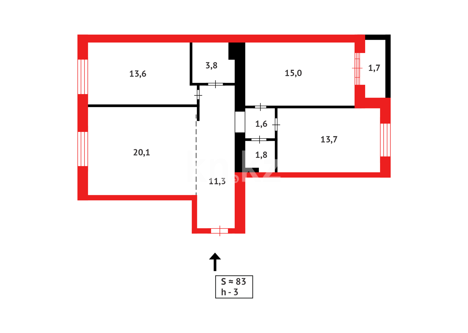 Продажа 3-комнатной квартиры, 83 м² в Караганде - фото 19