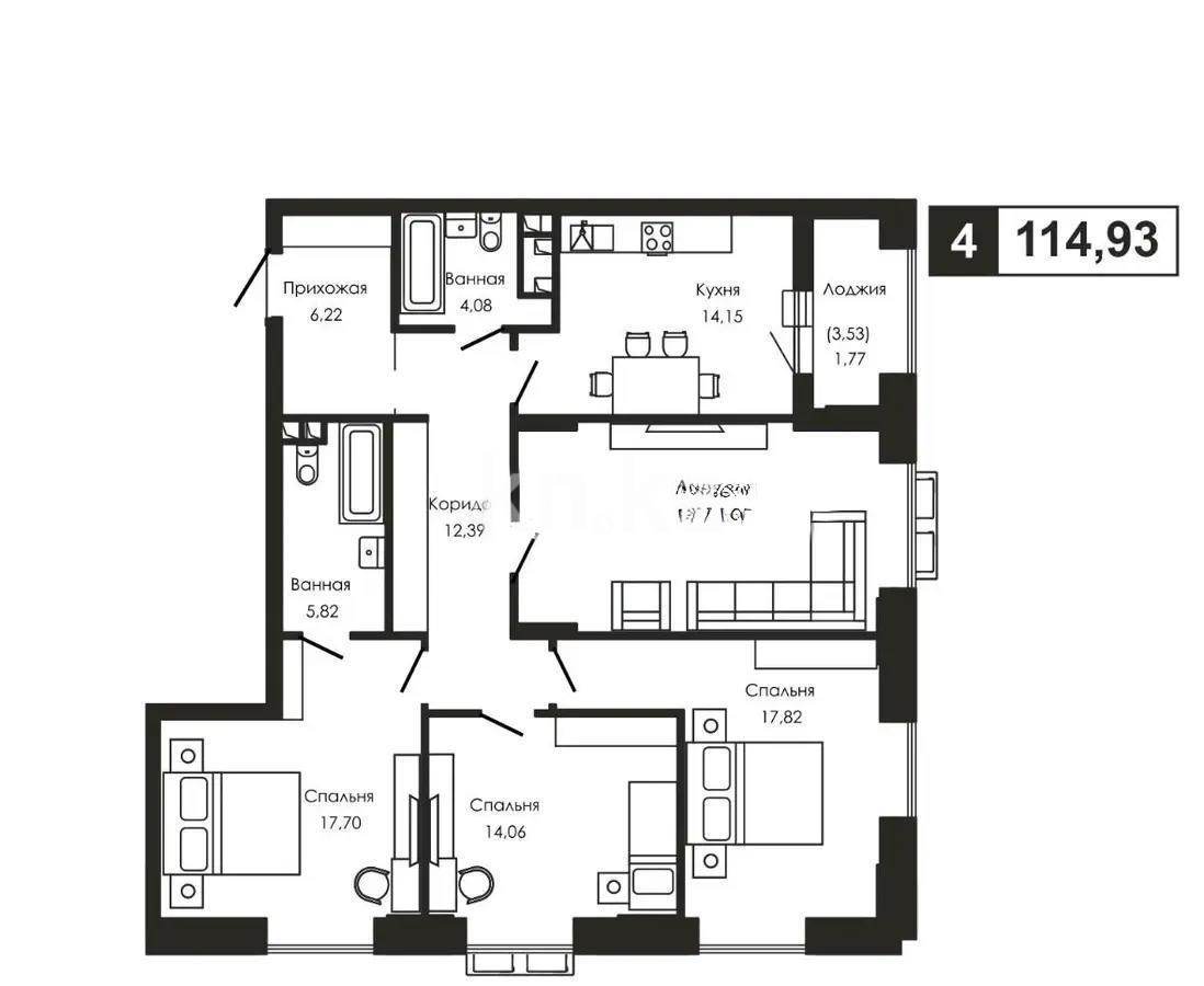 Продажа 4-комнатной квартиры, 114 м², пр. Мангилик Ел, дом  68 в Астане