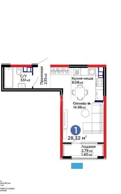 Продажа 1-комнатной квартиры, 28.32 м² в Алматы