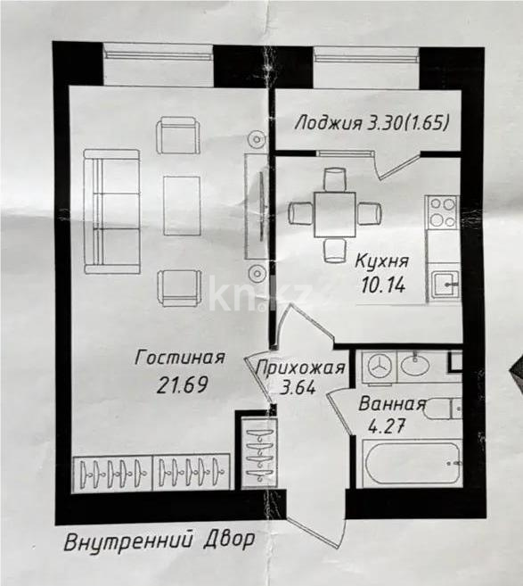 Продажа 1-комнатной квартиры, 41 м² в Астане