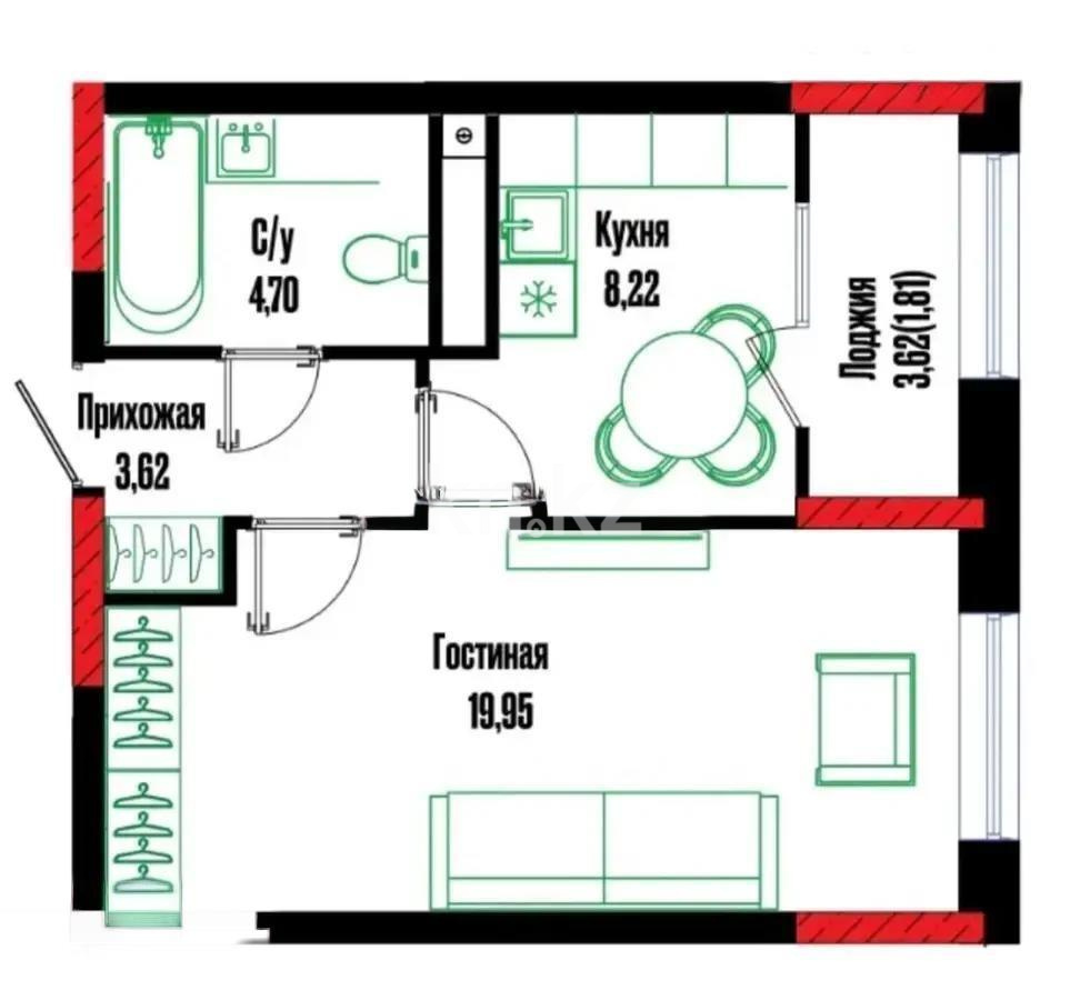 Продажа 1-комнатной квартиры, 40 м² в Астане