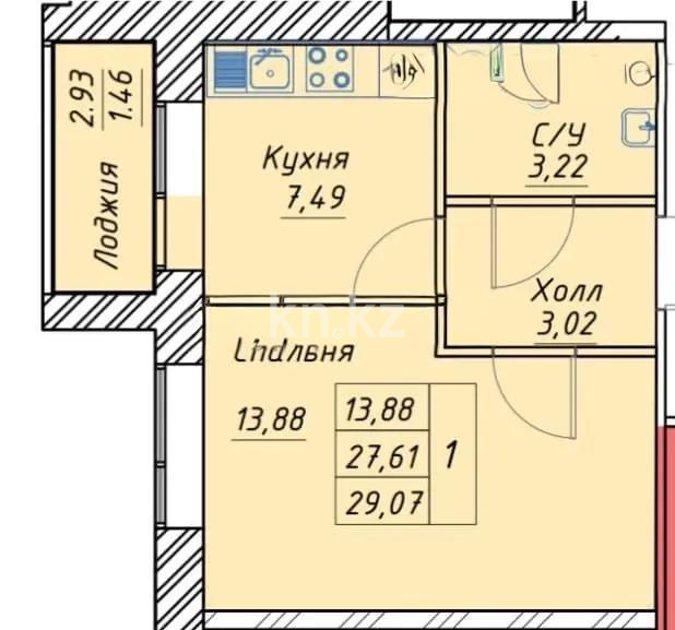 Продажа 1-комнатной квартиры, 29.7 м², ул. Тынышбайулы, дом  6 стр в Астане - фото 5