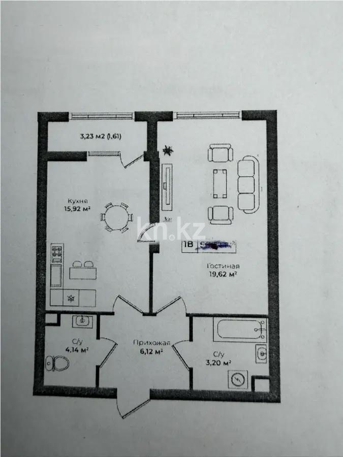 Продажа 2-комнатной квартиры, 51.8 м², пр. Абая, дом  118 в Алматы