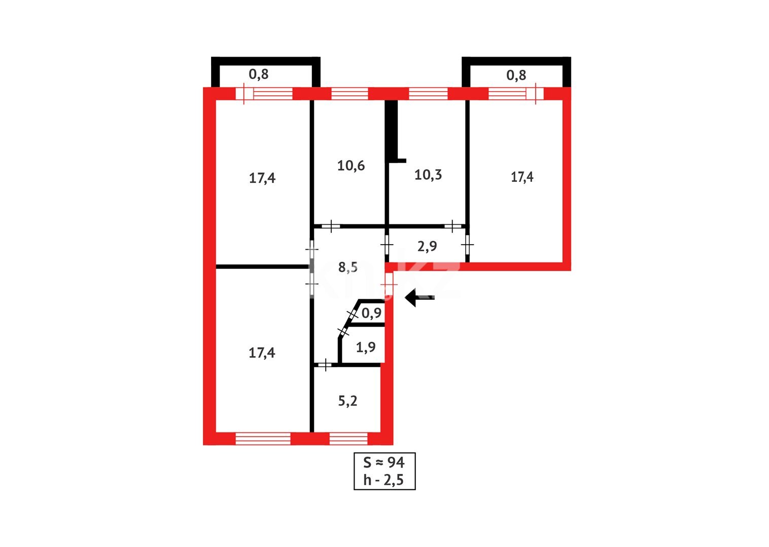 Продажа 5-комнатной квартиры, 94 м² в Темиртау - фото 16