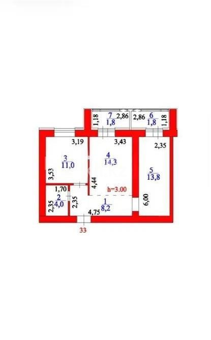 Продажа 2-комнатной квартиры, 55 м² в Астане