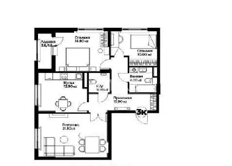 Продажа 3-комнатной квартиры, 80.7 м² в Астане