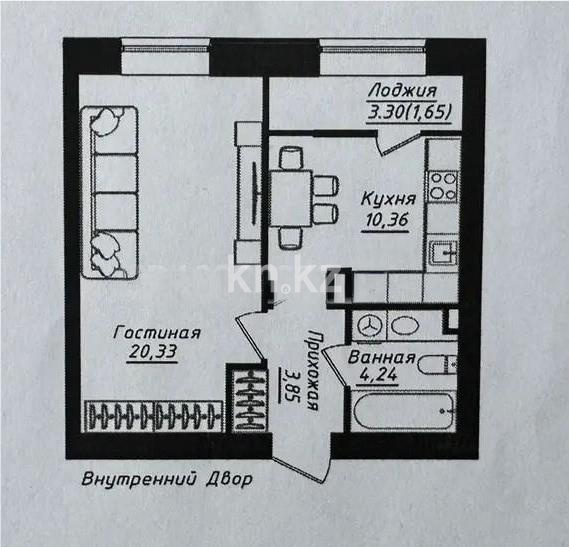 Продажа 1-комнатной квартиры, 40.43 м², ул. Нажимеденова, дом  5 в Астане