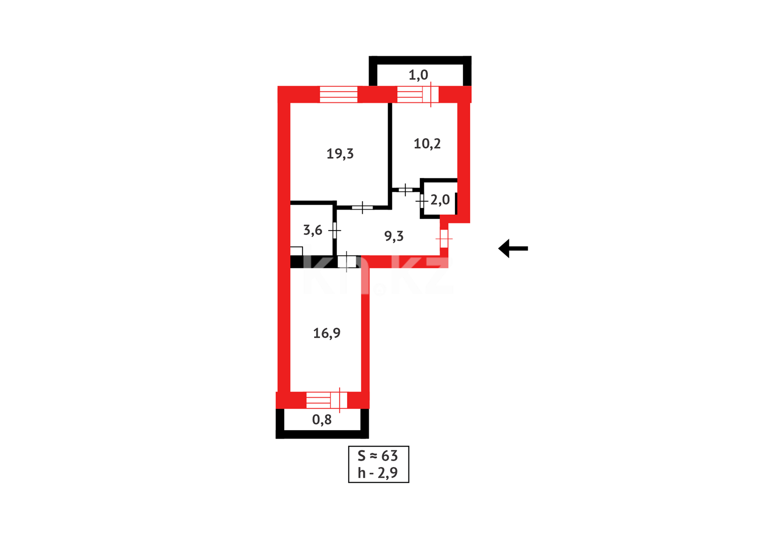 Продажа 2-комнатной квартиры, 64 м², ул. Айнакол в Астане - фото 15