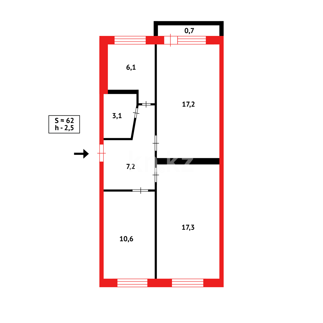 Продажа 3-комнатной квартиры, 62 м², мкр-н 15 в Караганде - фото 20