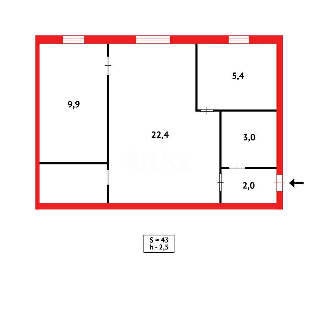Продажа 2-комнатной квартиры, 45 м² в Темиртау - фото 10