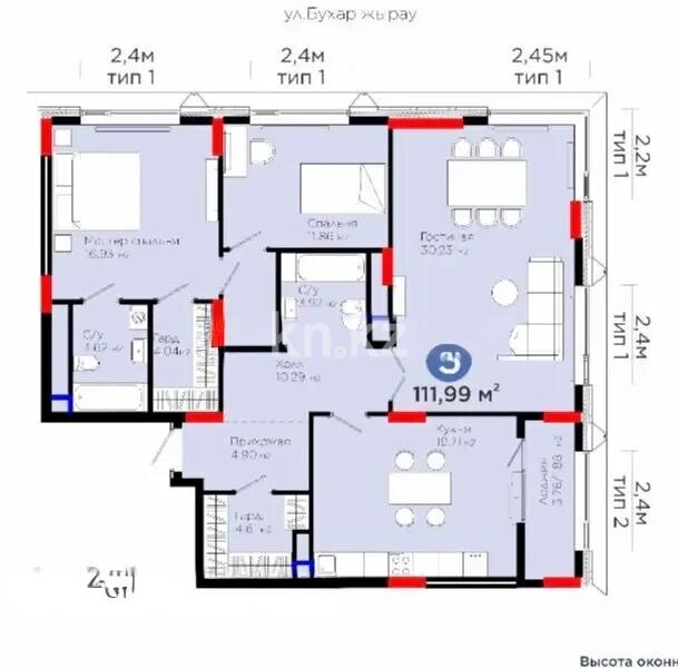 Продажа 3-комнатной квартиры, 112 м² в Астане