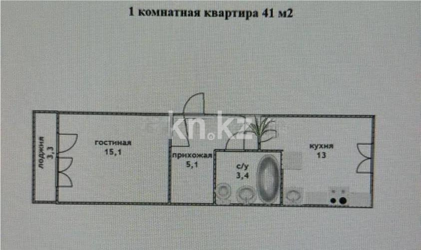 Продажа 1-комнатной квартиры, 41 м² в Астане