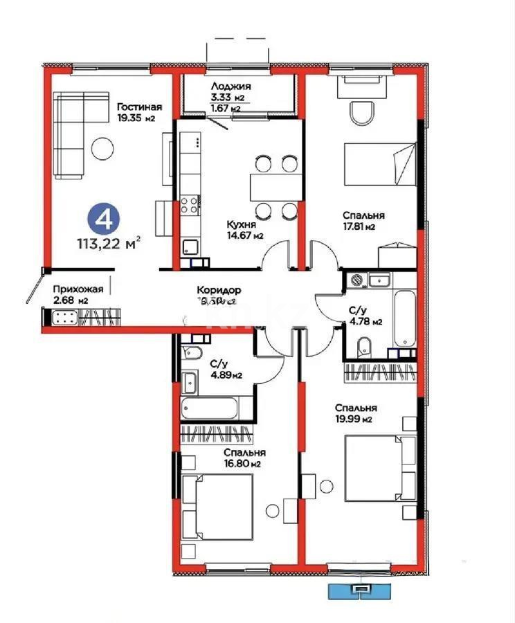 Продажа 4-комнатной квартиры, 113 м² в Алматы