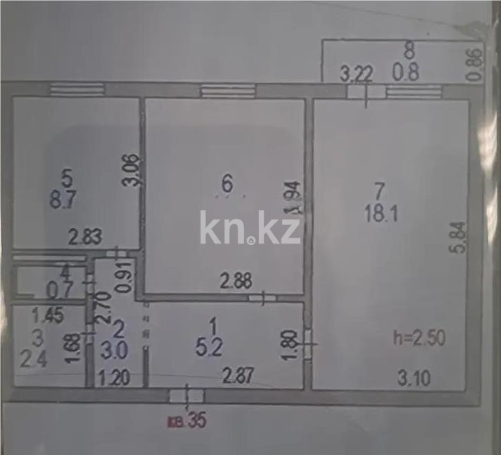 Продажа 2-комнатной квартиры, 50.3 м² в Астане