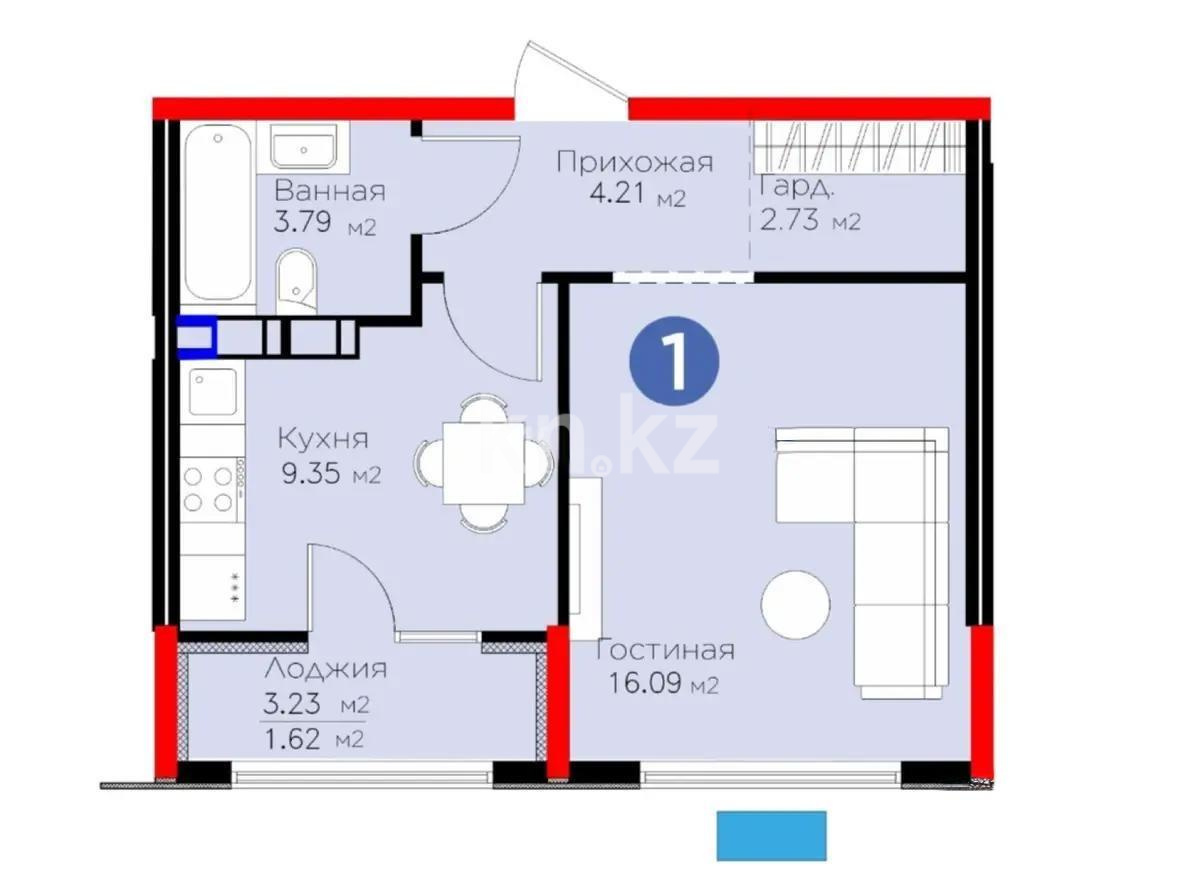 Продажа 1-комнатной квартиры, 37.79 м², мкр-н Гажайып, дом  33 в Алматы - фото 3