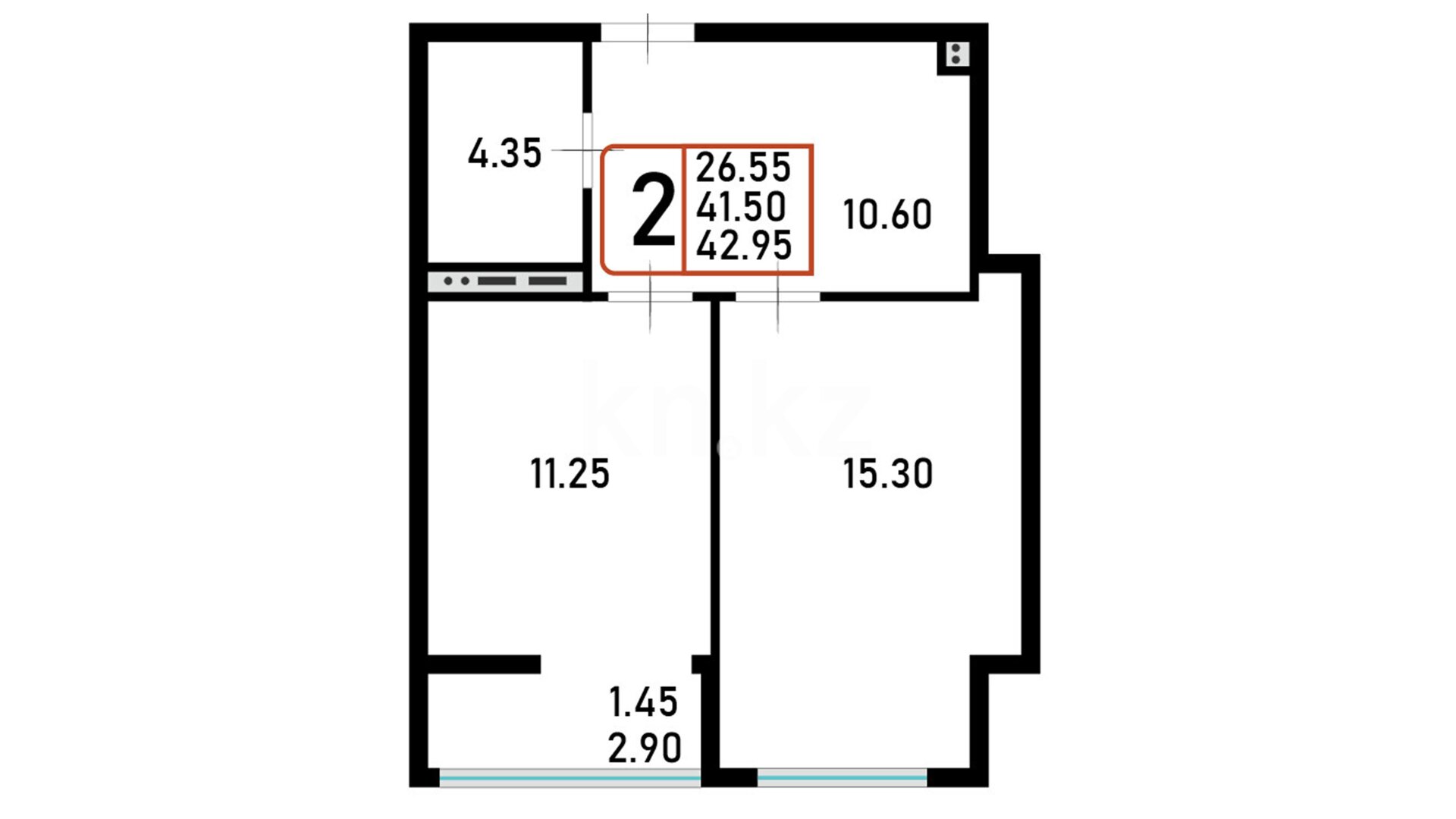 ЖК Namys, 2-комнатная, цена 22 334 000 ₸, 520 000 ₸&nbsp;/&nbsp;м²