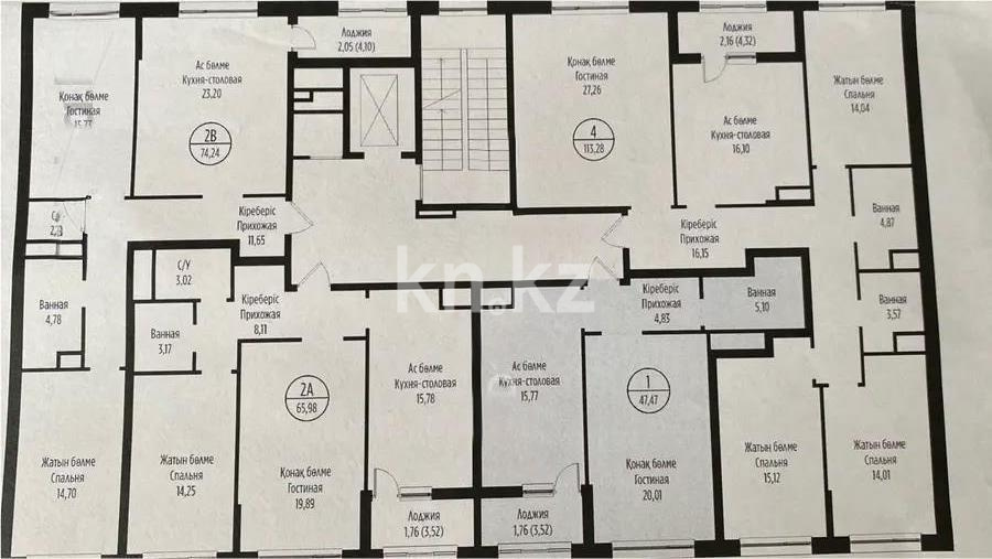 Продажа 1-комнатной квартиры, 47.47 м² в Астане