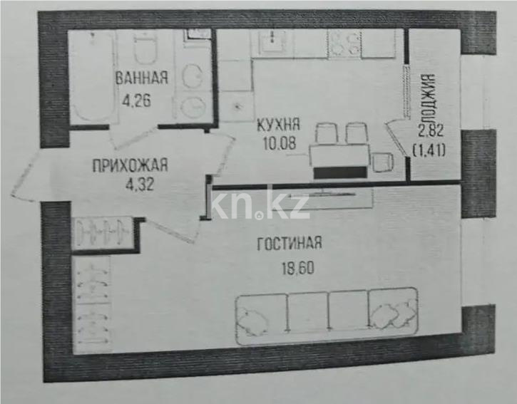Продажа 1-комнатной квартиры, 38.5 м², ул. Серкебаева, дом  49 в Астане