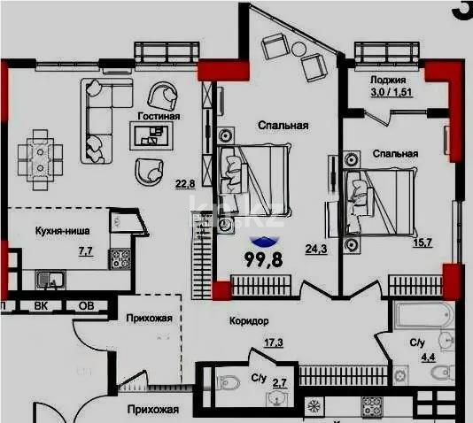 Продажа 3-комнатной квартиры, 100 м², ул. Сейдимбека, дом  110а в Алматы - фото 3