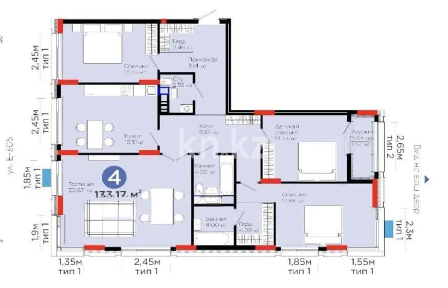 Продажа 4-комнатной квартиры, 133 м², ул. Е-899, дом  3 в Астане