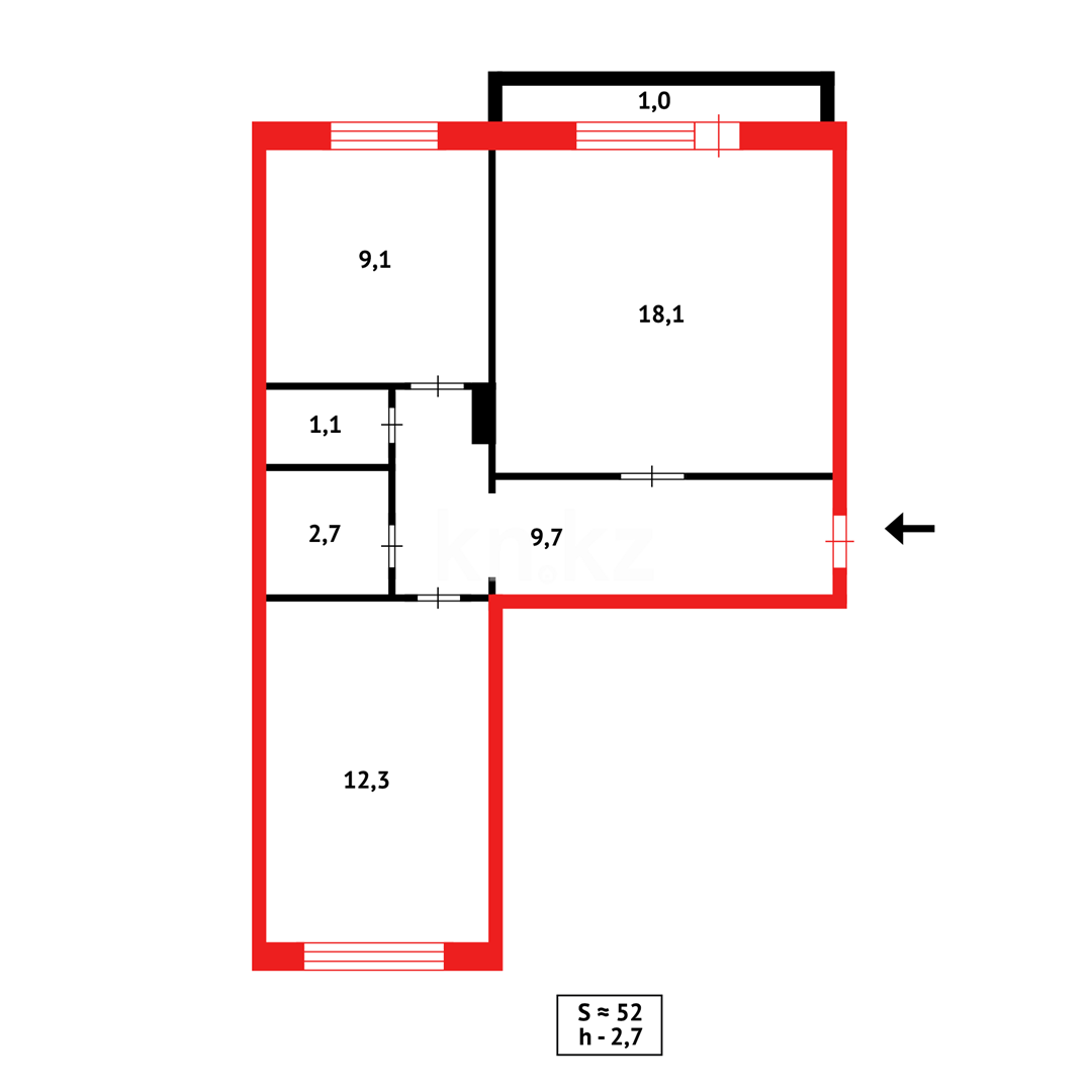 Продажа 2-комнатной квартиры, 52 м² в Караганде - фото 14