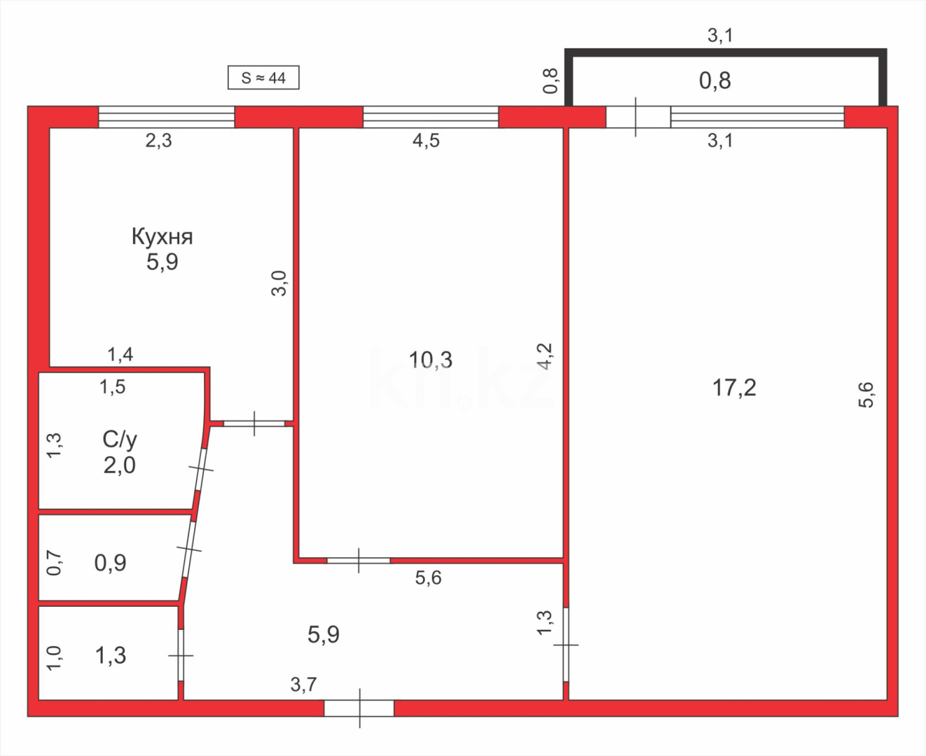 Продажа 2-комнатной квартиры, 44 м² в Караганде - фото 8