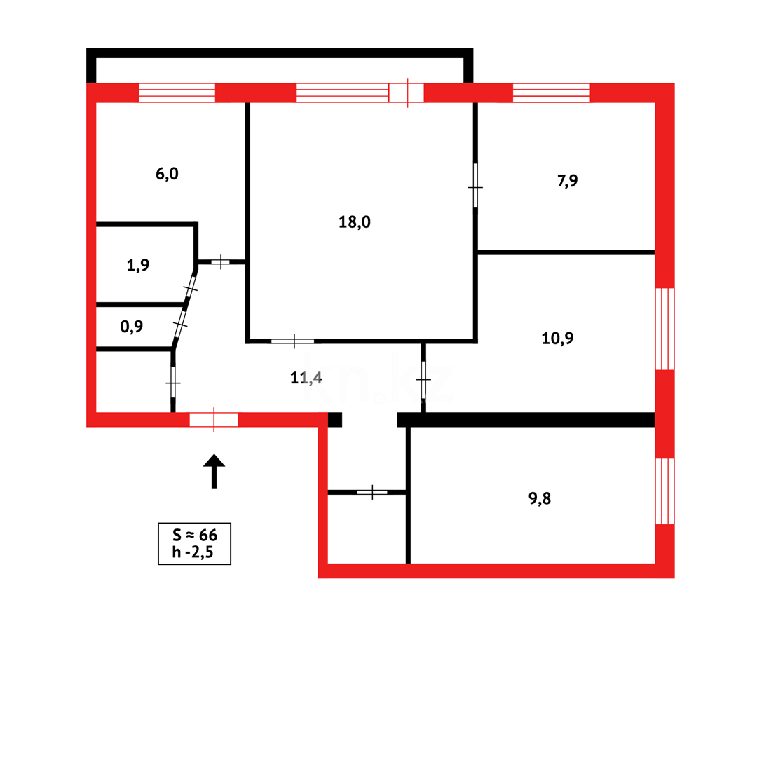 Продажа 3-комнатной квартиры, 68 м², 7-й мкр. в Темиртау - фото 14